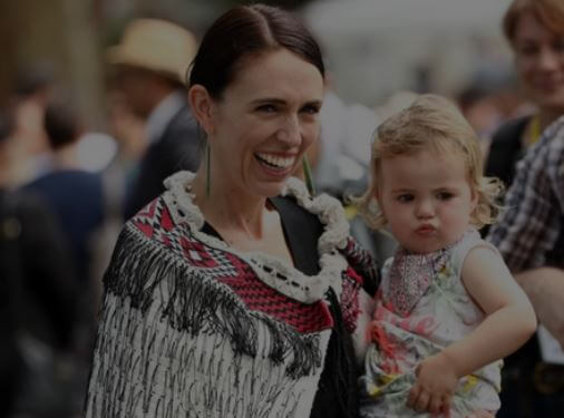 Neve Te Aroha Ardern Gayford with her mother.